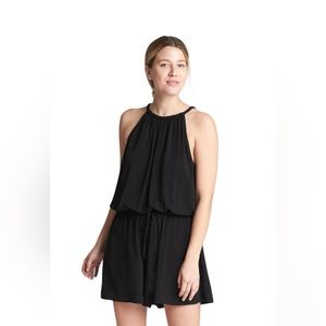 GAP Romper Black Braided Halter Neck Drawstring Waist Shorts One Piece Size L